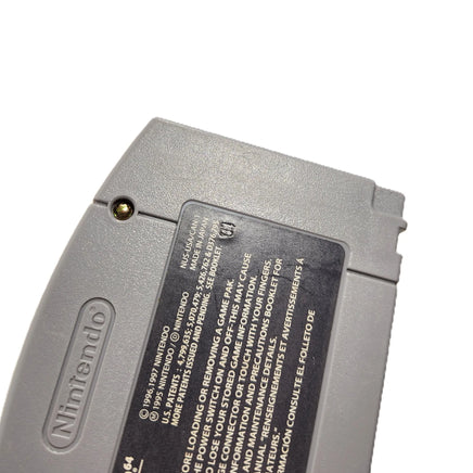 1080 Snowboarding Nintendo 64 Very Good Loose - Close up view of back of game cartridge showing the authentic number stamp on the rear label