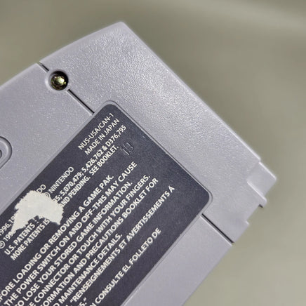 Banjo-Tooie for Nintendo 64 - Close-up of authentic N64 cartridge rear label factory number stamp, good condition, loose
