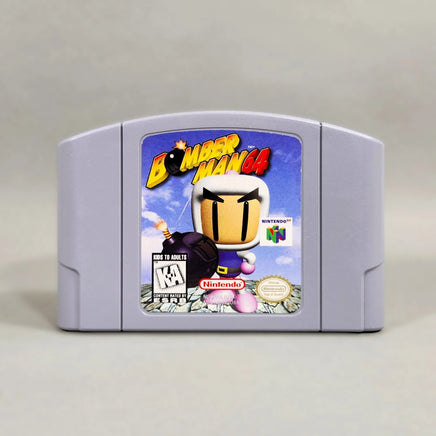 Bomberman 64 for Nintendo 64 - Genuine game cartridge front with illustrated title label, good condition, loose