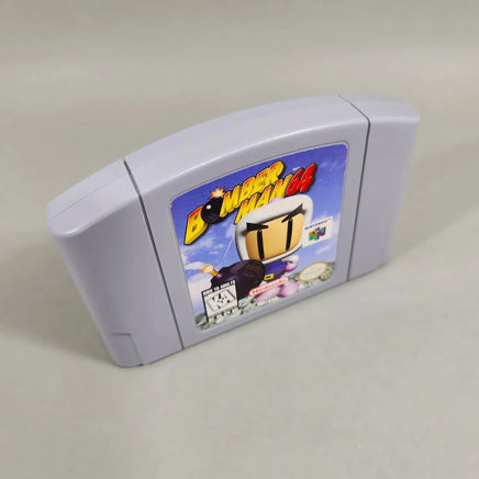 Bomberman 64 for Nintendo 64 - Genuine game cartridge viewed from above with front label visible, good condition, loose