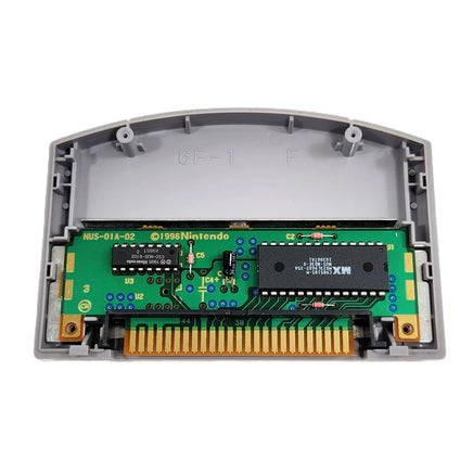 Castlevania Nintendo 64 Very Good Loose - Open cart showing authentic game circuit board with Nintendo branded board and chips with a view of the contact pins