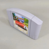 Cruis'n USA for Nintendo 64 - Genuine game cartridge viewed from elevated right angle with front label visible, very good condition