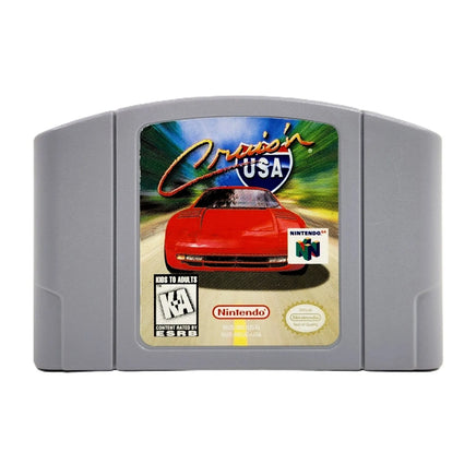 Cruisn USA Nintendo 64 Very Good Loose - Front view of authentic game cartridge showing label artwork with car and logo