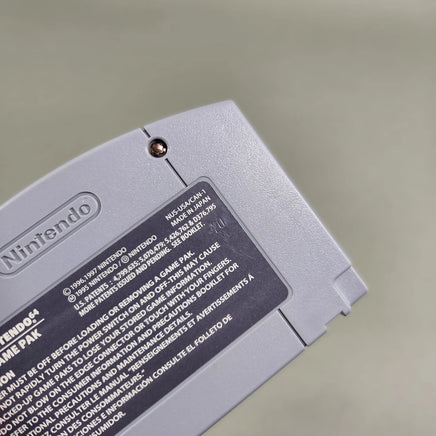Diddy Kong Racing for Nintendo 64 - Detailed view of factory-impressed number on rear caution label, very good condition, loose