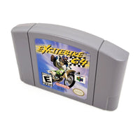 Excitebike 64 Nintendo 64 Very Good Loose - Alternate angled front and top view of game cartridge & label artwork of genuine game cart