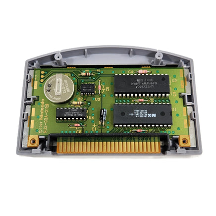 F-Zero X Nintendo 64 Very Good Loose - Open cart showing authentic game circuit board with Nintendo branding on board and chips and view of contact pins