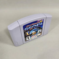 Jet Force Gemini for Nintendo 64 - Angled view of official Nintendo game cartridge and top edge, very good condition, loose