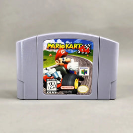 Mario Kart 64 for Nintendo 64 - Front view of authentic N64 game cartridge showing original label artwork, very good condition, loose