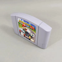Mario Kart 64 for Nintendo 64 - Right-front angled view of authentic N64 cartridge showing label artwork, very good condition, loose