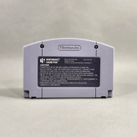 Mario Kart 64 for Nintendo 64 - Back view of authentic N64 game cartridge showing original caution label, very good condition, loose