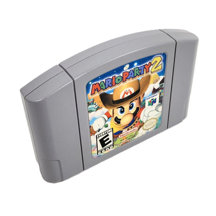 Mario Party 2 Nintendo 64 Very Good Loose - Top angled  view of artwork label of genuine game cartridge