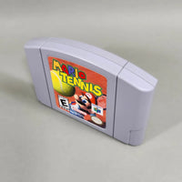 Mario Tennis for Nintendo 64 - Authentic game cartridge photographed from elevated right-side angle, good condition, loose