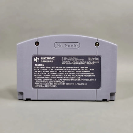 Mario Tennis for Nintendo 64 - Back of authentic game cart showing Nintendo logo and warning label, good condition, loose