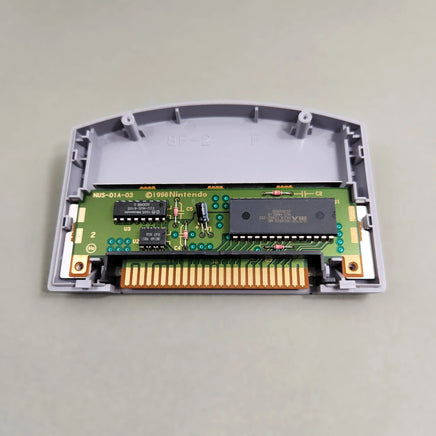 Mario Tennis for Nintendo 64 - Original Nintendo Game Pak PCB showing gold edge connector contacts, very good condition, loose