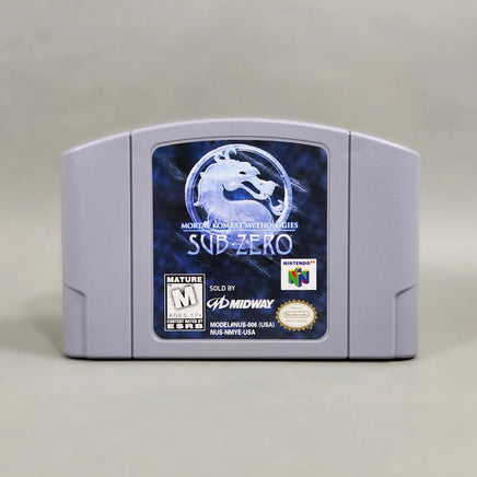 Mortal Kombat Mythologies: Sub-Zero for Nintendo 64 - Front view of retro game cartridge showing cover artwork, very good condition, loose