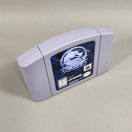Mortal Kombat Mythologies: Sub-Zero for Nintendo 64 - Left-front perspective of genuine cartridge with label artwork, very good condition, loose