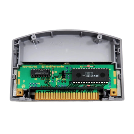 NASCAR 99 Nintendo 64 Very Good Loose - Open cartridge showing authentic N64 game PCB circuit board with Nintendo branding on internal board with black chips and gold connector pins visible