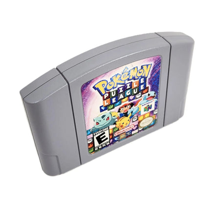 Pokémon Puzzle League Nintendo 64 Good Loose - Top and front view of authentic game cartridge with artwork label shown