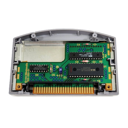 Pokémon Puzzle League Nintendo 64 Good Loose - Open cartridge showing authentic Nintendo branded circuit board and chips with a view of connector pins