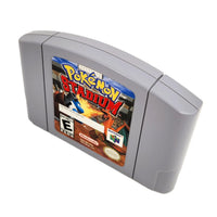 Pokémon Stadium Nintendo 64 Good Loose - Alternate top and front angled view of genuine game cart with label art and logo visible