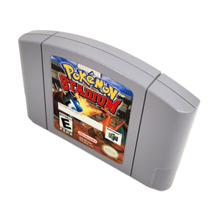Pokémon Stadium Nintendo 64 Good Loose - Alternate top and front angled view of genuine game cart with label art and logo visible