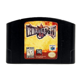 Road Rash 64 Black Cart Nintendo 64 Good Loose - Front view of authentic game cartridge showing label artwork