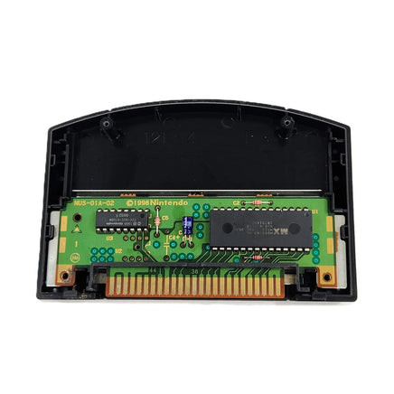 Road Rash 64 Black Cart Nintendo 64 Good Loose - Open cart showing circuit board with Nintendo branding on board and chips with cartridge pins displayed