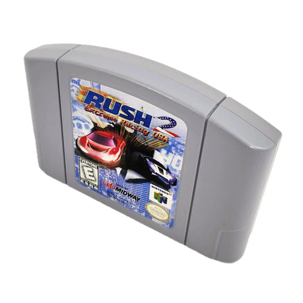 Rush 2 Nintendo 64 Very Good Loose - Alternate angled top and front view of genuine game cartr with label and logo artwork displayed