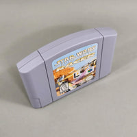 Star Wars Episode I Racer for Nintendo 64 - Angled view of official Nintendo game cartridge and top edge, very good condition, loose