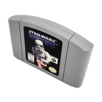 Star Wars Shadows Of The Empire Nintendo 64 Good Loose - Alternate angled top and front view of genuine game cart showing label artwork