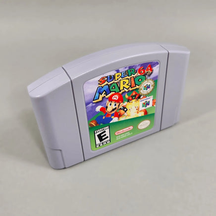 Super Mario 64 [Player's Choice] Nintendo 64 - Three-quarter front view of classic gray N64 game cartridge, very good condition, loose
