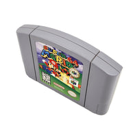 Nintendo Super Mario 64 game cartridge in its original gray plastic N64 format, featuring the colorful game cover art on the front label.