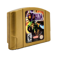 Zelda Majora's Mask Holographic Collector's Edition Nintendo 64 Like New Loose - View of authentic Holo cart shown at an angle to show detail
