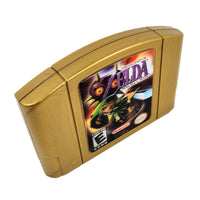 Zelda Majora's Mask Holographic Collector's Edition Nintendo 64 Like New Loose - Top angled view showing holo artwork on front of genuine game cartridge