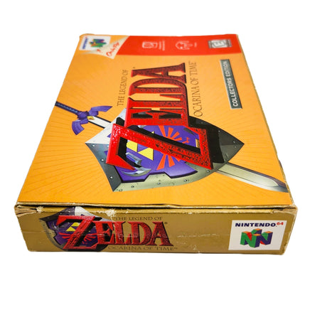 Zelda Ocarina Of Time Gold Collectors Edition Nintendo 64 Good CIB - Retail Game Box Left Side Flap View