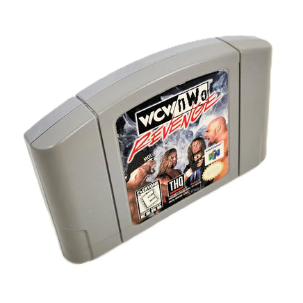 WCW vs NWO Revenge Nintendo 64 Good Loose - Alternate angled top and front view of genuine game cart showing label artwork