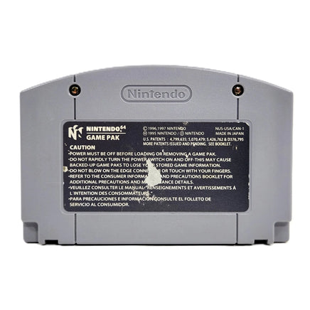 Wayne Gretzky's 3D Hockey 98 Nintendo 64 Good Loose - Rear view of authentic N64 game cart with back label and 3.8 mm security screws visible