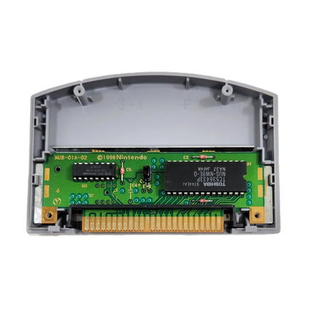 Wayne Gretzky's 3D Hockey 98 Nintendo 64 Good Loose - Open cartridge showing authentic N64 game PCB circuit board with Nintendo branding on internal board with black chips and gold connector pins visible