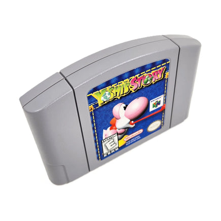 Yoshi's Story Nintendo 64 Very Good Loose - Angled front and top view of authentic game cartridge with label artwork visible
