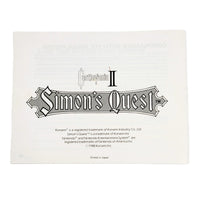 Castlevania II Simon's Quest Nintendo NES CIB Like New - Back of official instruction manual