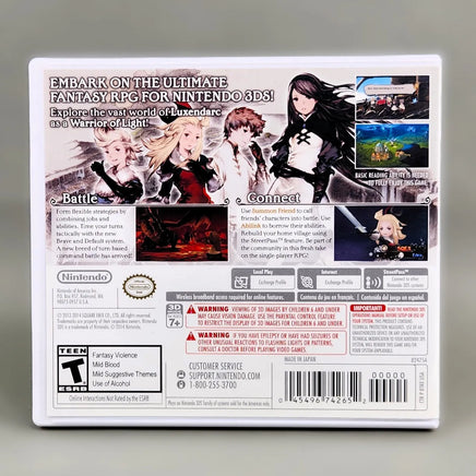 Bravely Default for Nintendo 3DS - Back of game case, very good condition