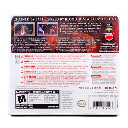 Castlevania Lords Of Shadow Mirror Of Fate Nintendo 3DS Like New - Back Of Game Case