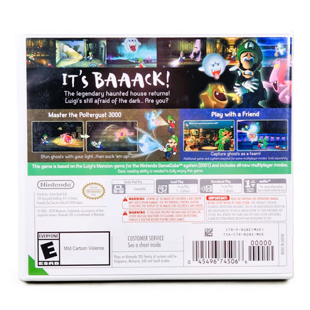 Luigis Mansion Nintendo 3DS Very Good - Back Of Authentic Game Case