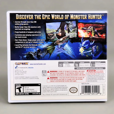 Monster Hunter 3 Ultimate for Nintendo 3DS - Game case back artwork, very good condition