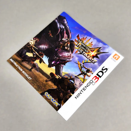 Monster Hunter 4 Ultimate for Nintendo 3DS - Front view of genuine game instruction booklet, very good condition