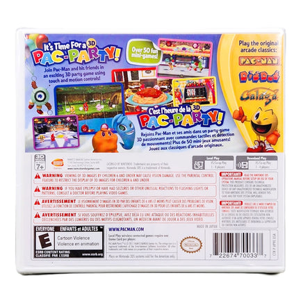 Pac Man Party 3D Nintendo 3DS Brand New - Original Case Back View