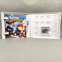 Scribblenauts Unmasked: A DC Comics Adventure for Nintendo 3DS - open case packaging view with game cartridge and manual (CIB), good condition