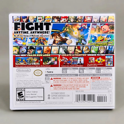 Super Smash Bros. for Nintendo 3DS for Nintendo 3DS - Back of authentic game case, good condition
