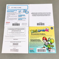 Rear view of Nintendo DS health and safety precautions booklet and booklet for Nintendo Wi-Fi Connection, featuring French and English text with Mario and Donkey Kong graphics.