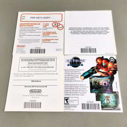 Metroid Prime: Hunters for Nintendo DS - Rear view of pamphlets included with the CIB game such as Nintendo Power form, DS Booklet, Wi-Fi Connection Booklet and DS games advertisement